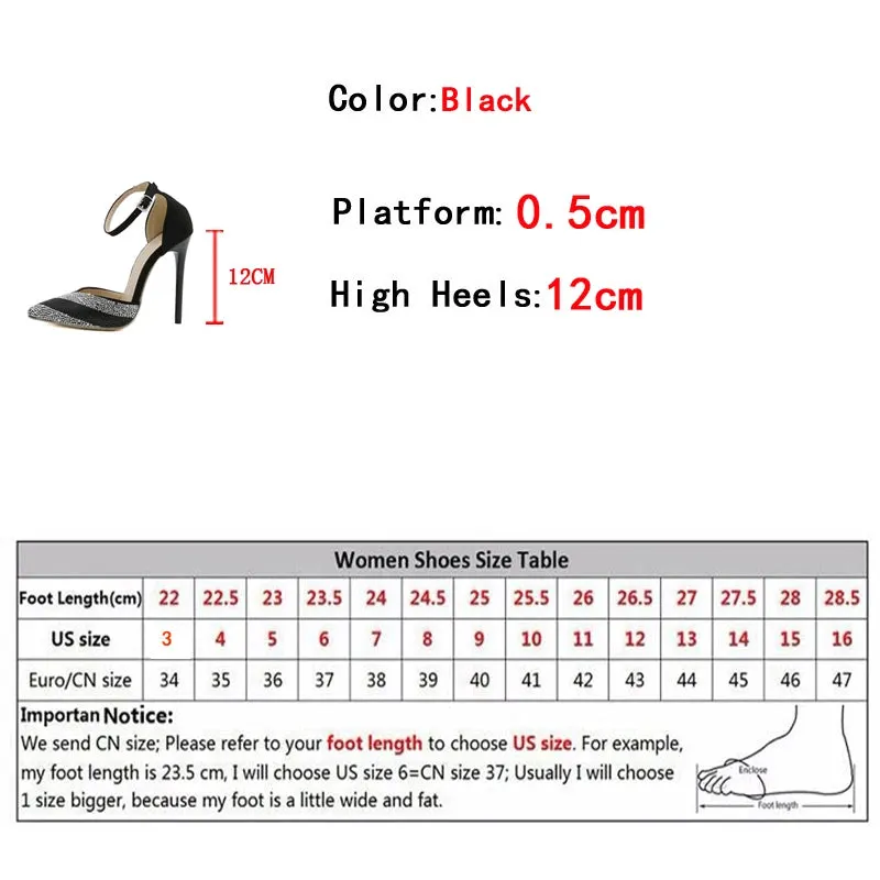 Sexy Pointed Toe 12CM Fetish High Heels Slingback Sandal