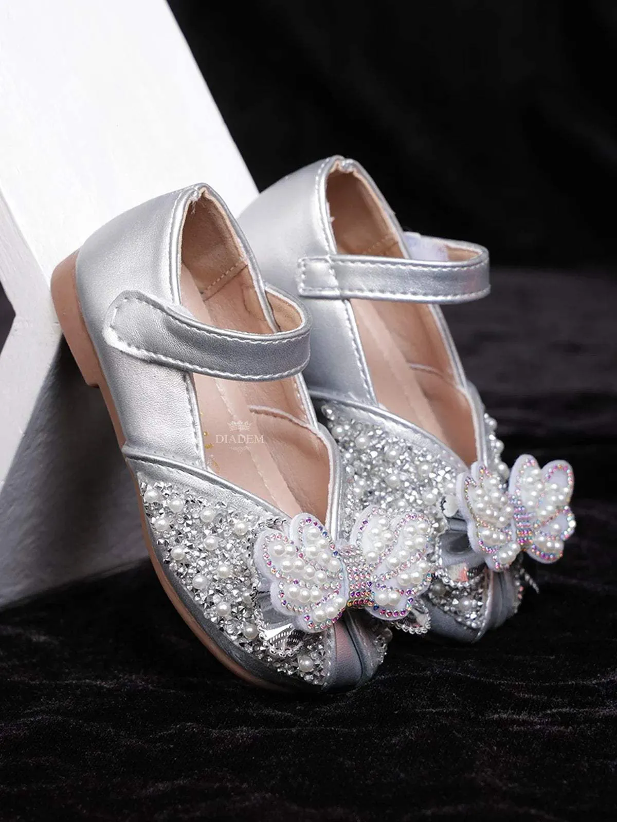 Silver Ballerinas with Bow attached for Girls