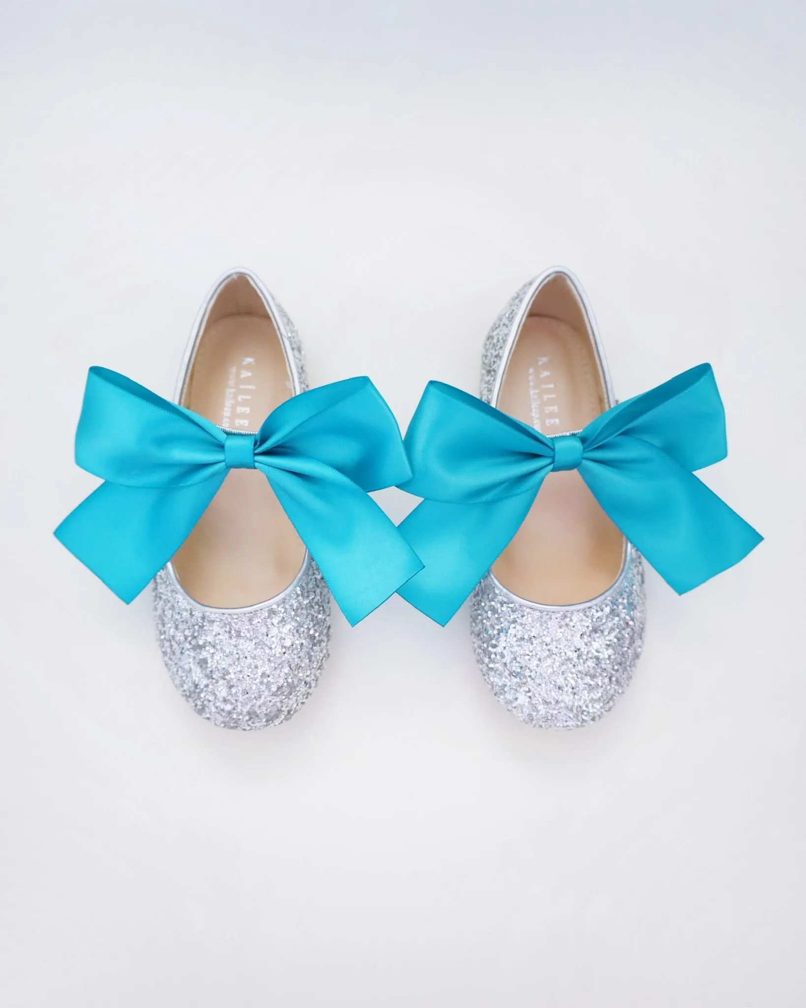 Silver Rock Glitter Mary Jane with Satin Bow