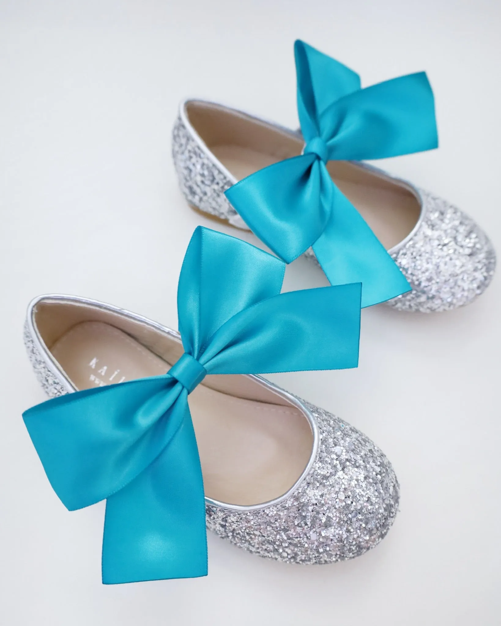 Silver Rock Glitter Mary Jane with Satin Bow