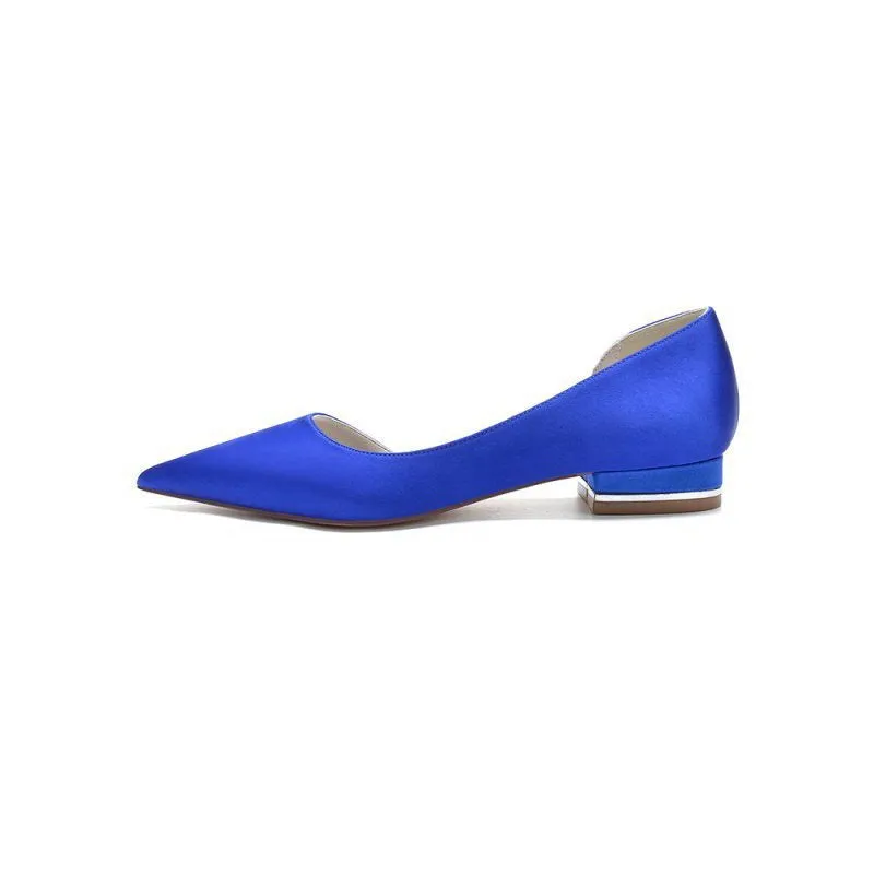 Simple Satin Pointed Toe Kitten Heels