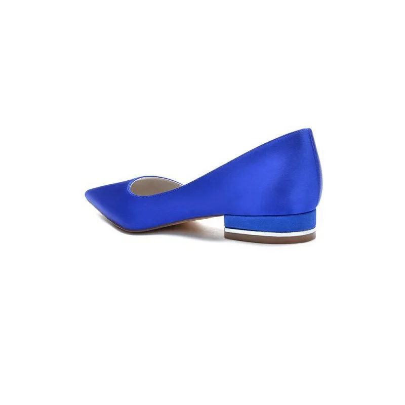 Simple Satin Pointed Toe Kitten Heels
