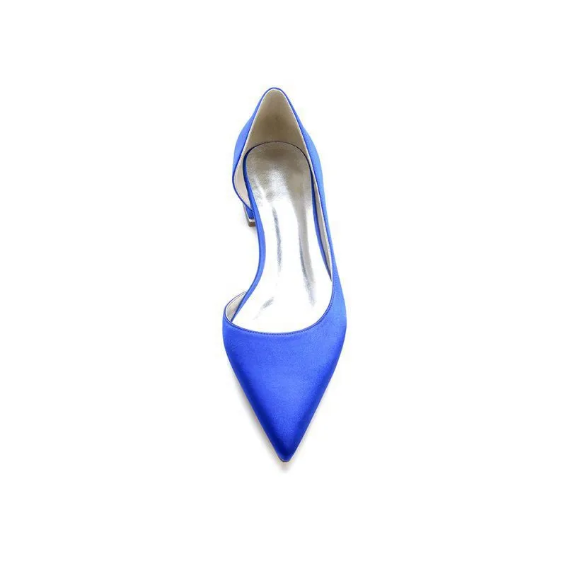 Simple Satin Pointed Toe Kitten Heels