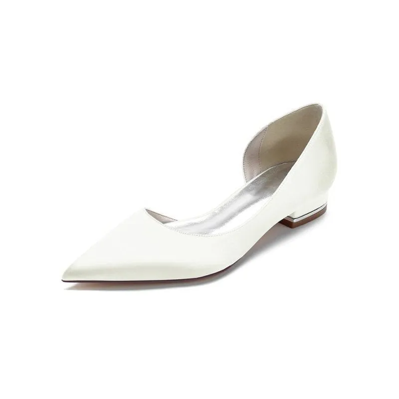 Simple Satin Pointed Toe Kitten Heels
