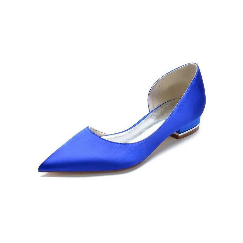 Simple Satin Pointed Toe Kitten Heels