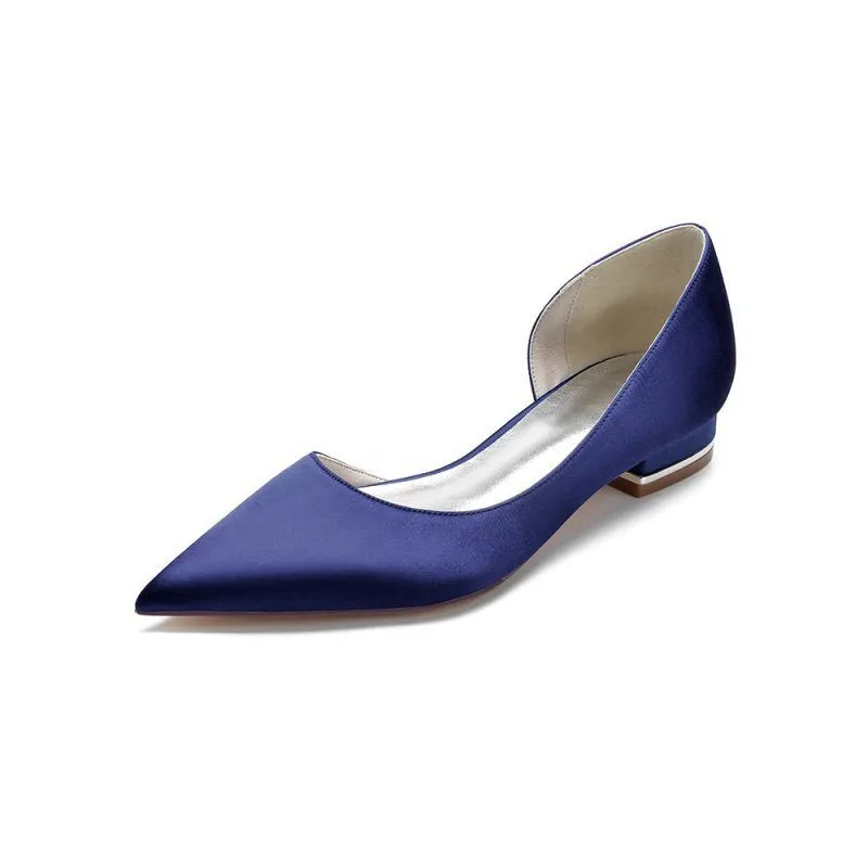 Simple Satin Pointed Toe Kitten Heels