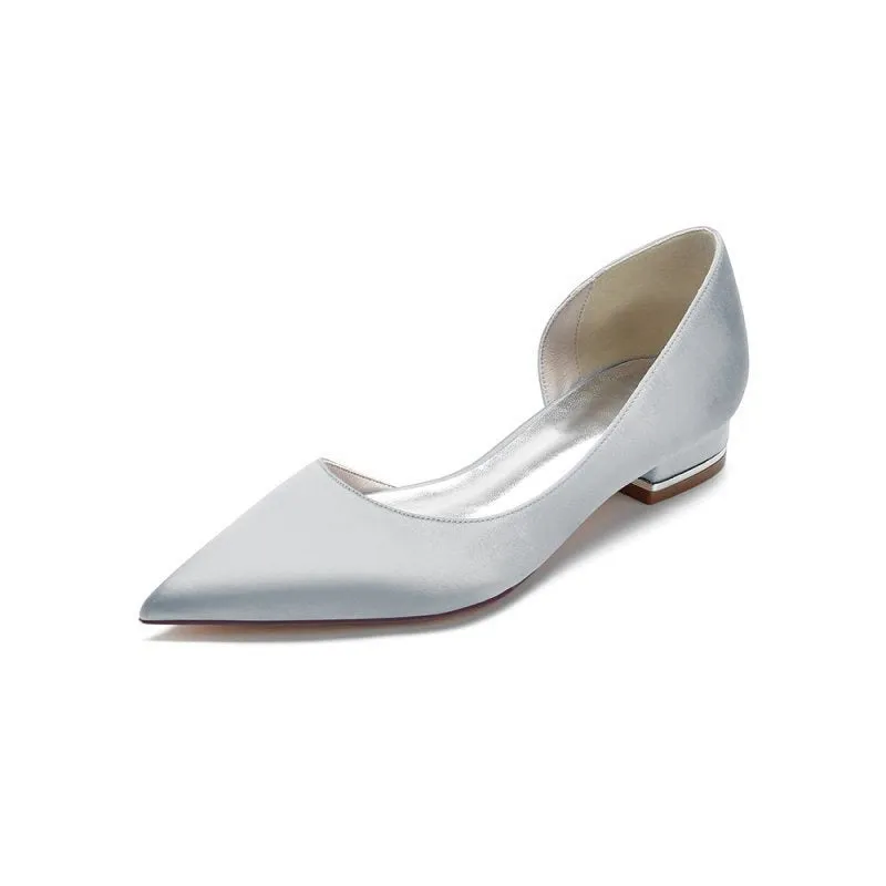 Simple Satin Pointed Toe Kitten Heels