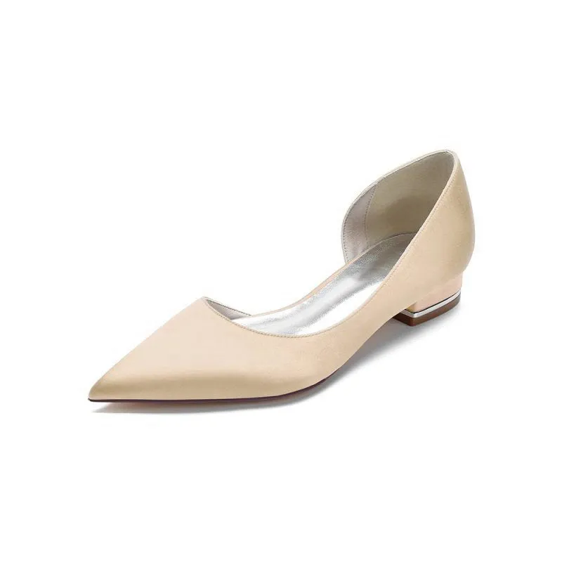 Simple Satin Pointed Toe Kitten Heels
