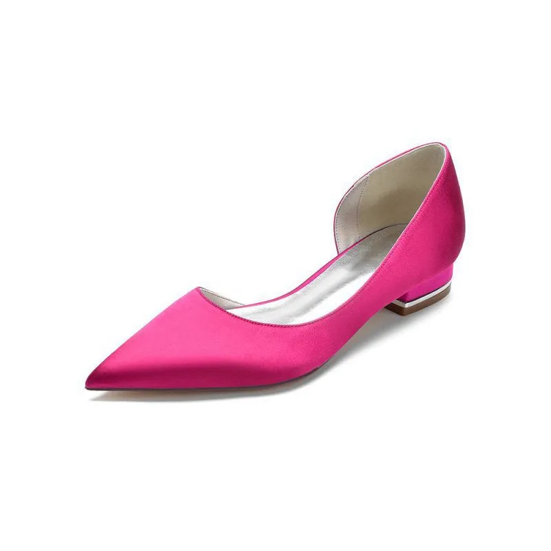 Simple Satin Pointed Toe Kitten Heels