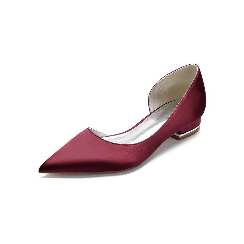 Simple Satin Pointed Toe Kitten Heels