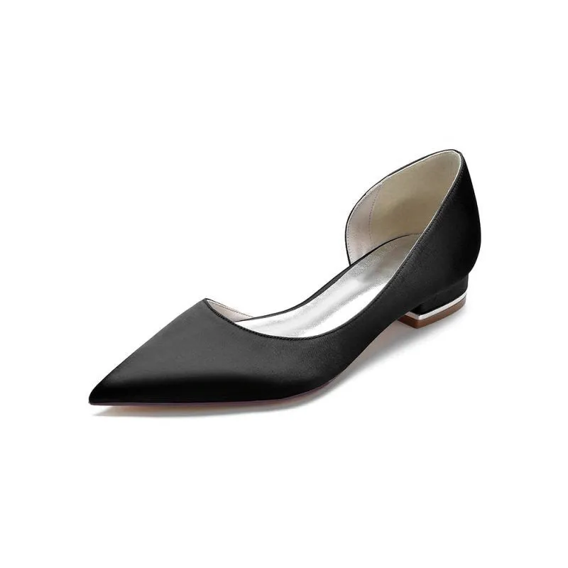 Simple Satin Pointed Toe Kitten Heels