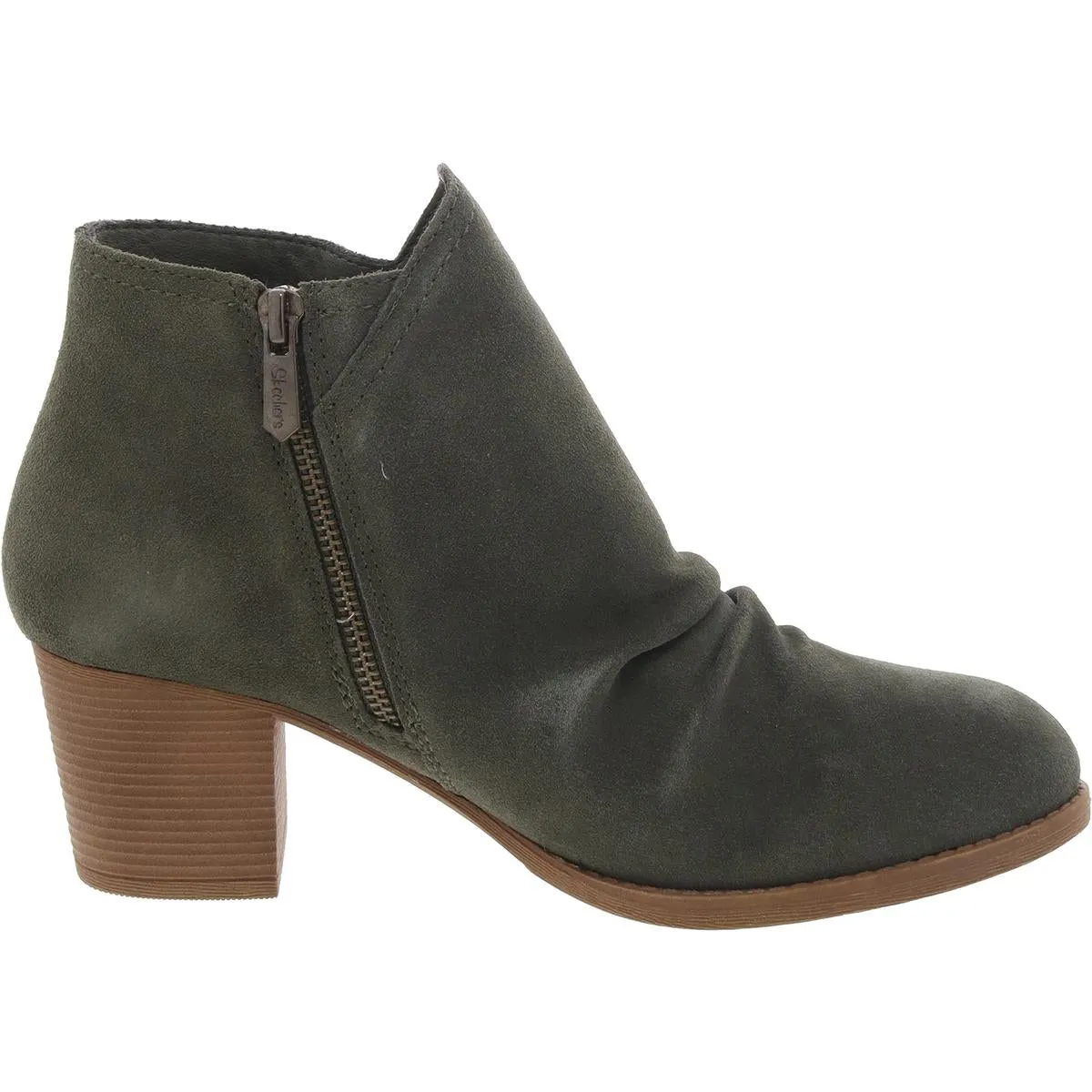 Skechers Womens Water Repellent Leather Block Heels