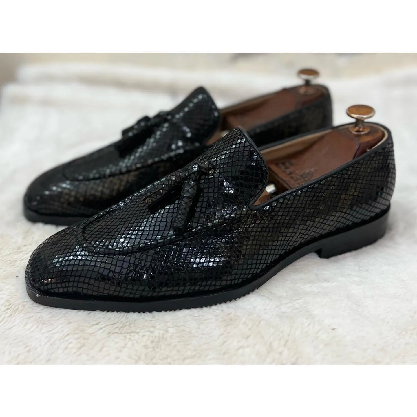 Snake Foil Loafers With Tassels