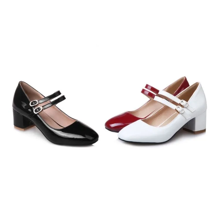Square Head High Heels Shallow Mouth Women Chunky Pumps Shoes Woman