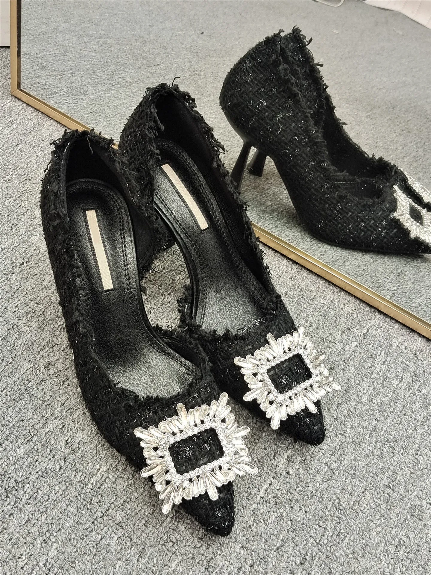 Square Rhinestone Stilettos
