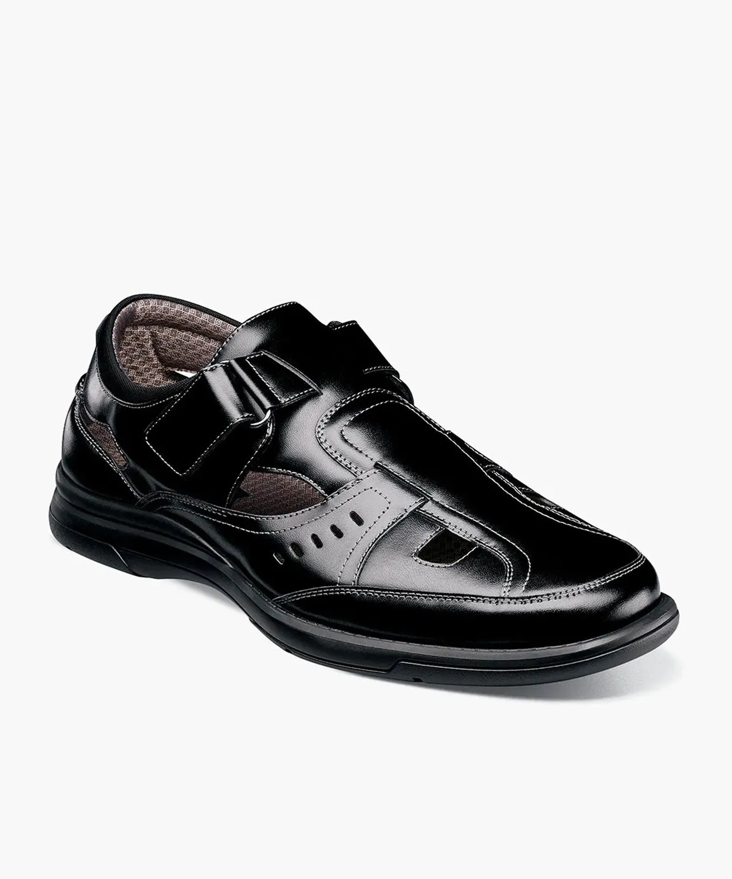 Stacy Adams Scully Closed Toe Fisherman Sandal Shoe - Black