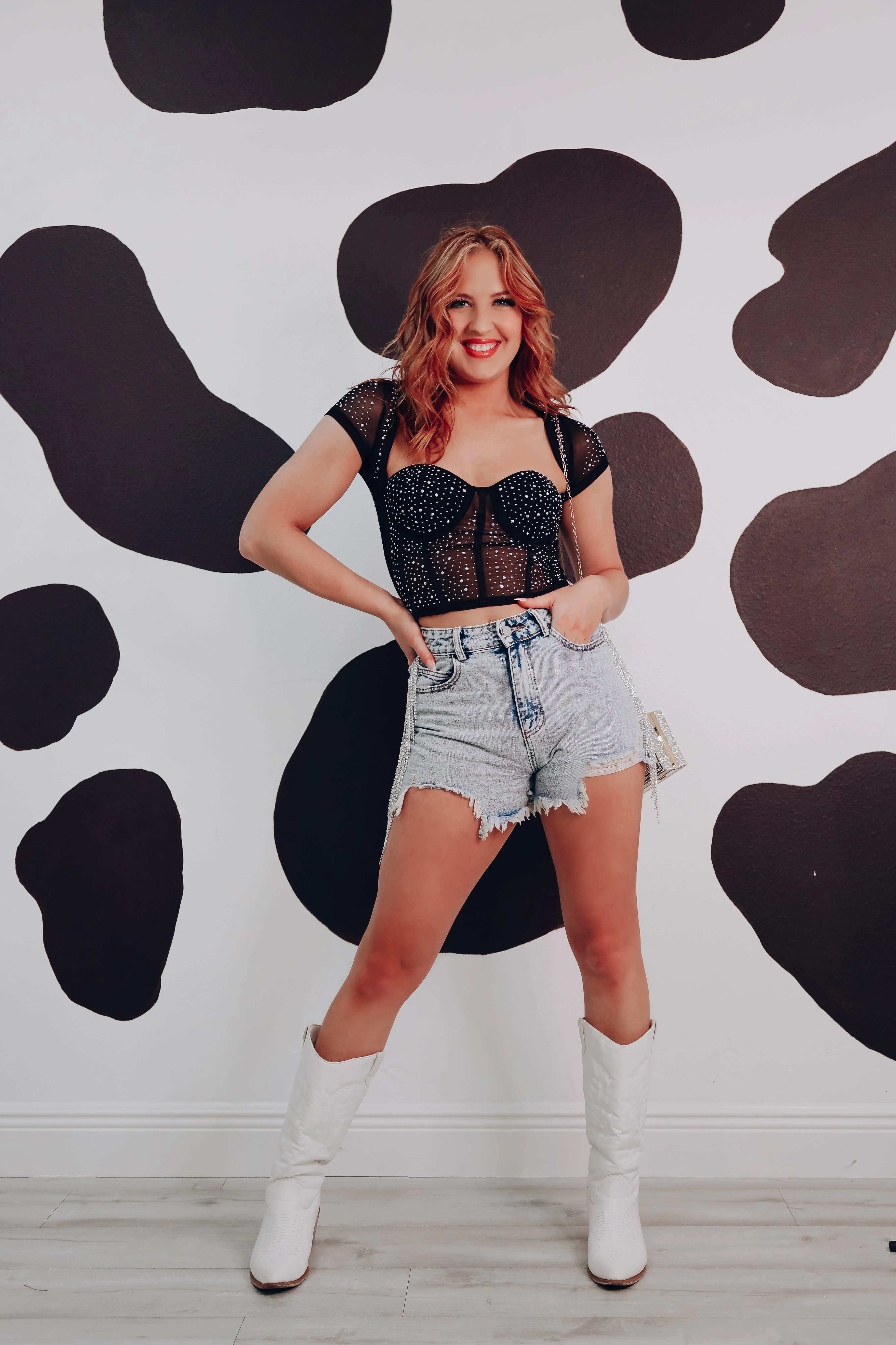 Starlet Sparkling Coreset Top - Black