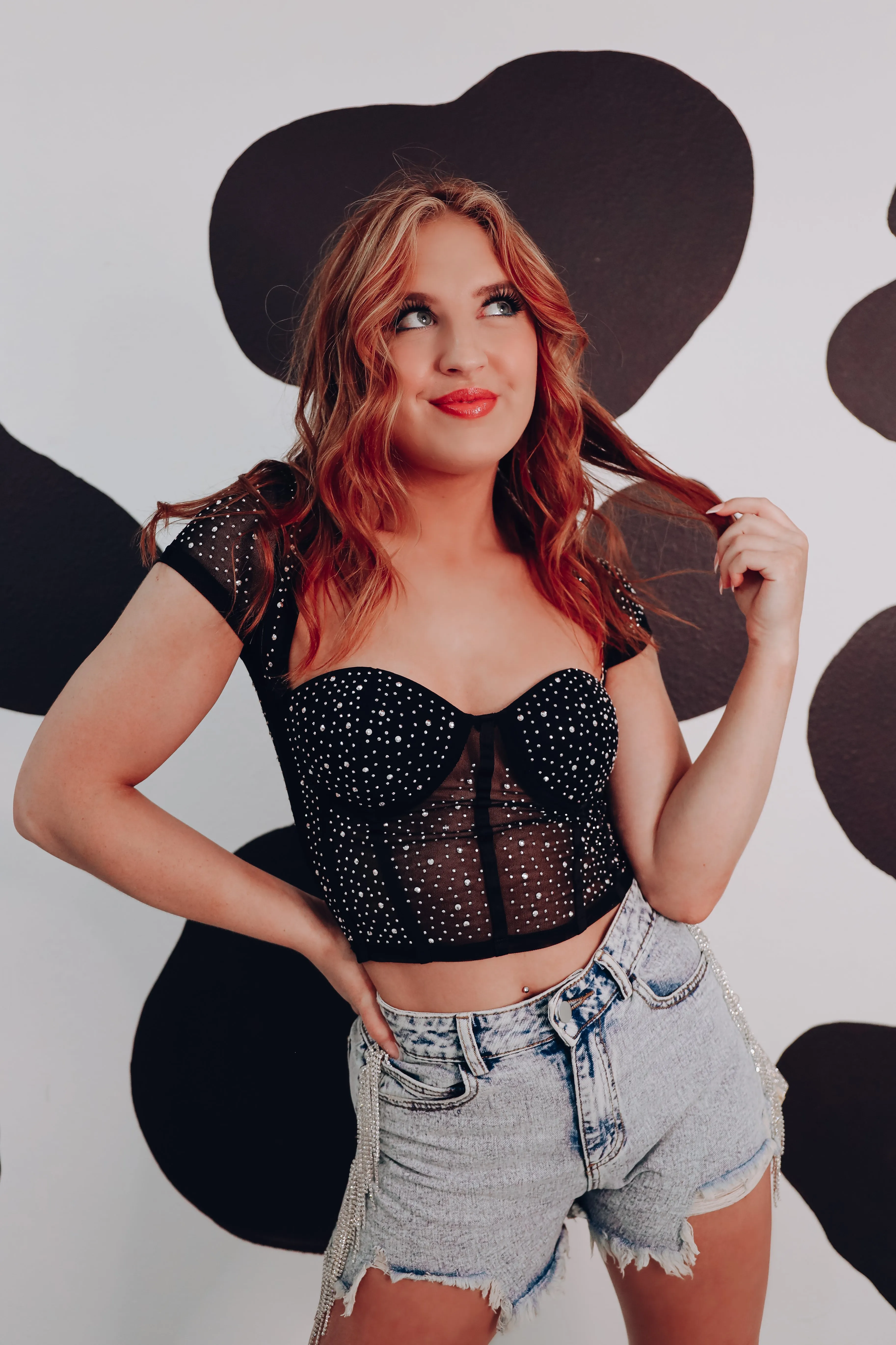 Starlet Sparkling Coreset Top - Black