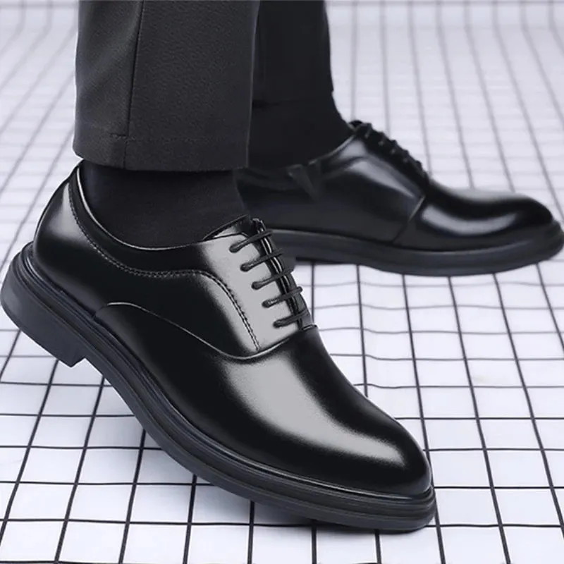 StilMann Herren Lederschuhe Schwarz Atmungsaktiv