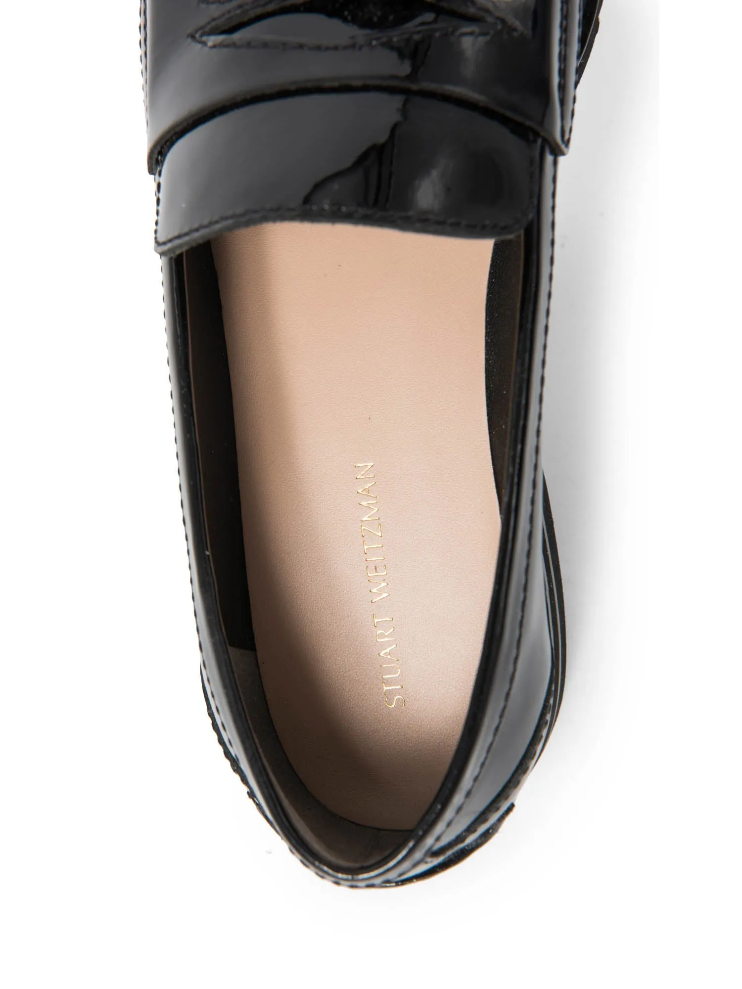 Stuart Weitzman Patent Leather Tassel Adrina Loafers Black
