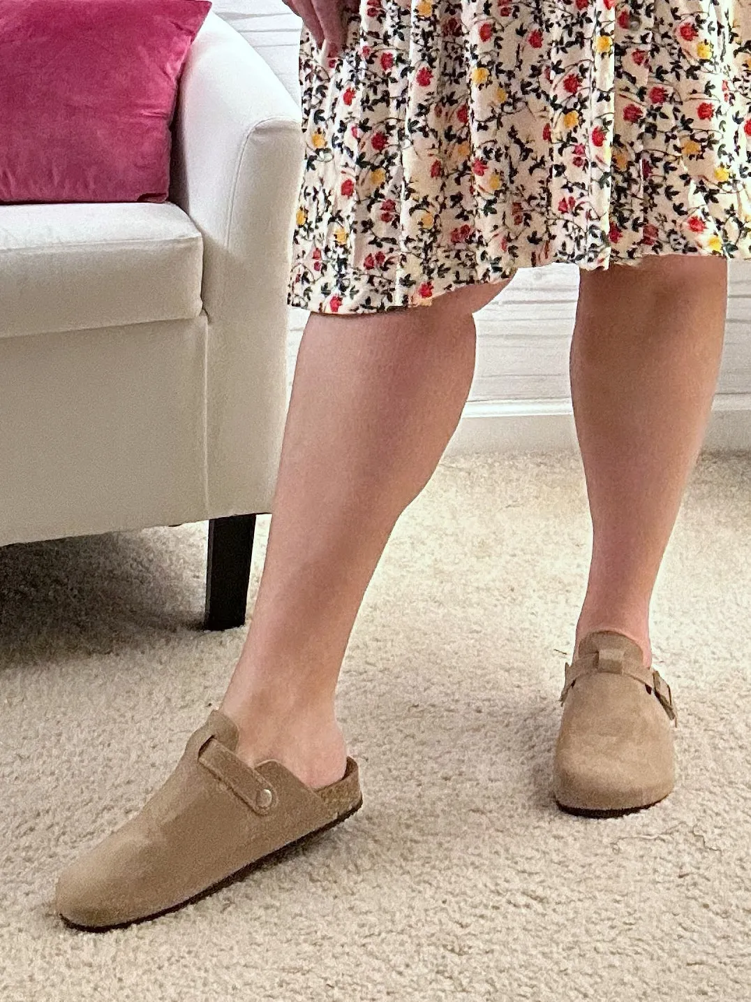 Suede Closed Toe Buckle Slide