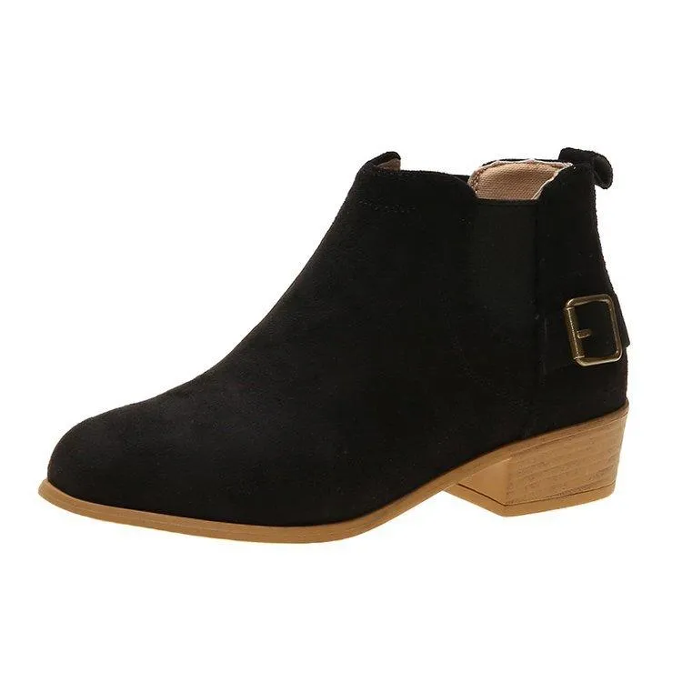 Suede Design Chunky Heeled Boots
