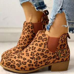 Suede Design Chunky Heeled Boots