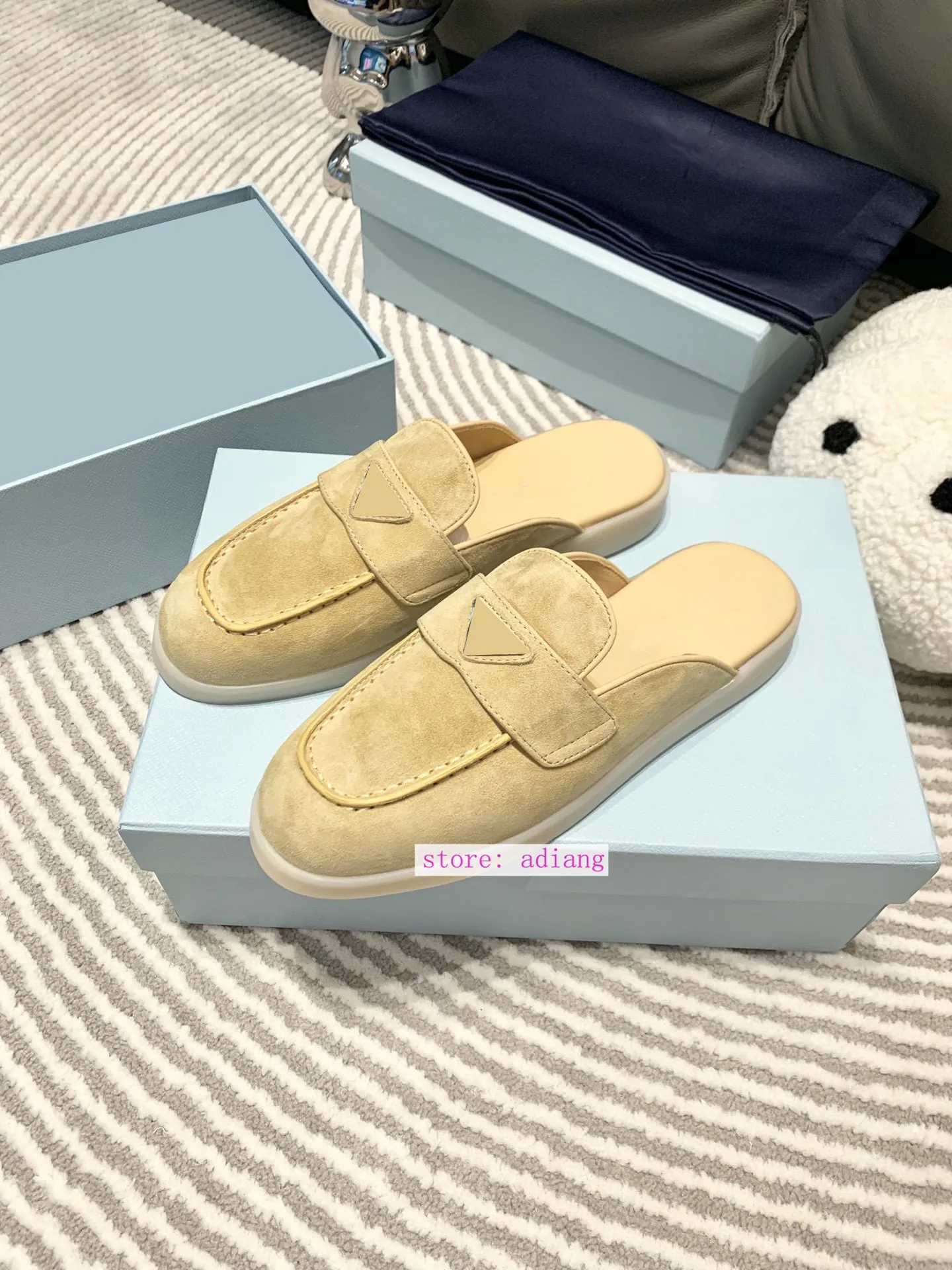suede leather flats mules fashion comfort shoes women 35-40 men 39-45 2023 high quality