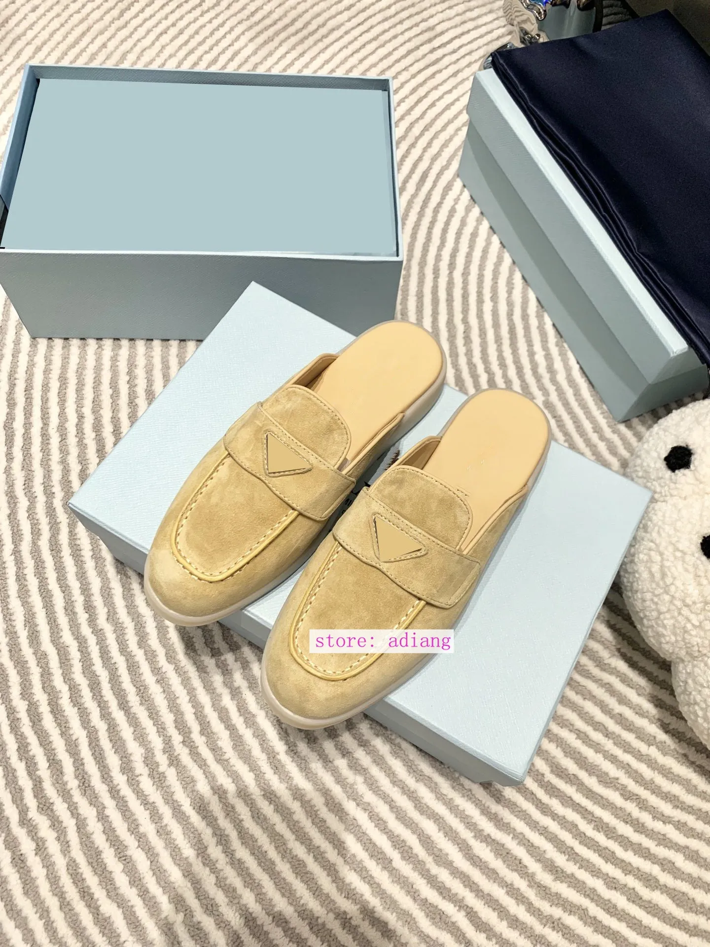 suede leather flats mules fashion comfort shoes women 35-40 men 39-45 2023 high quality