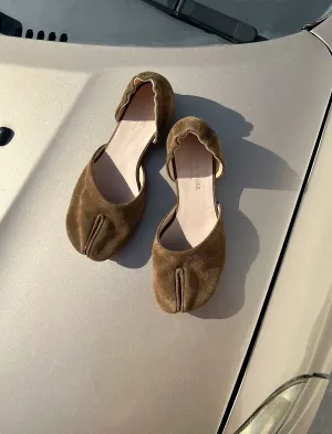 Suede Split-Toe Flats