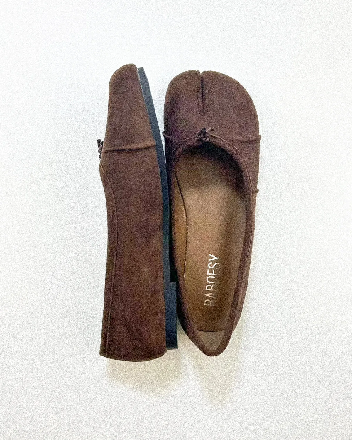 Suede Wrinkles Tabi Flats