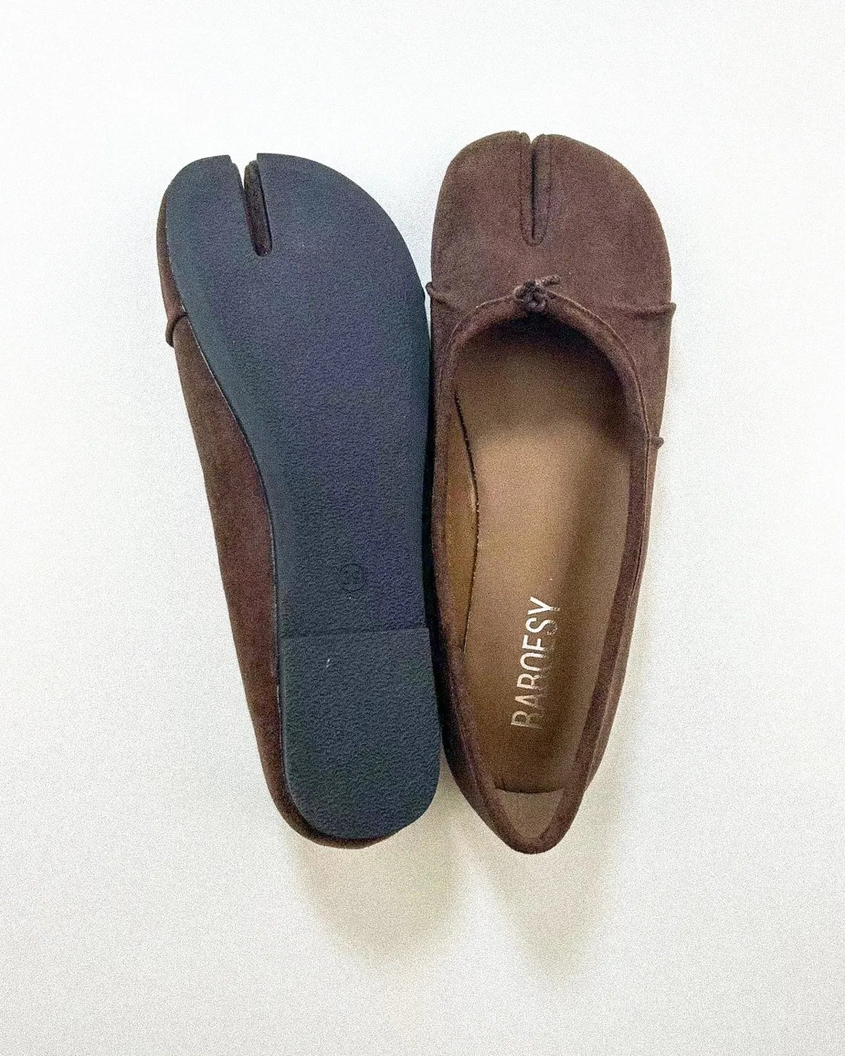 Suede Wrinkles Tabi Flats