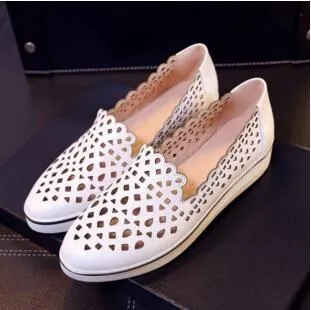 Summer New Arrival Cut Out Genuine Leather Women Flats Fashion Casual Cutout Lady Real Leather Flat Heels Shoes