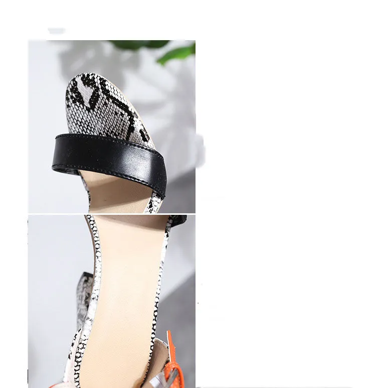 Summer Snakeskin Sandals Fashion Women's Shoes Large Size