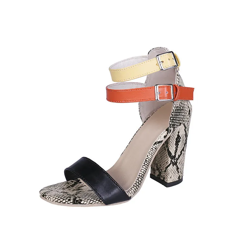 Summer Snakeskin Sandals Fashion Women's Shoes Large Size