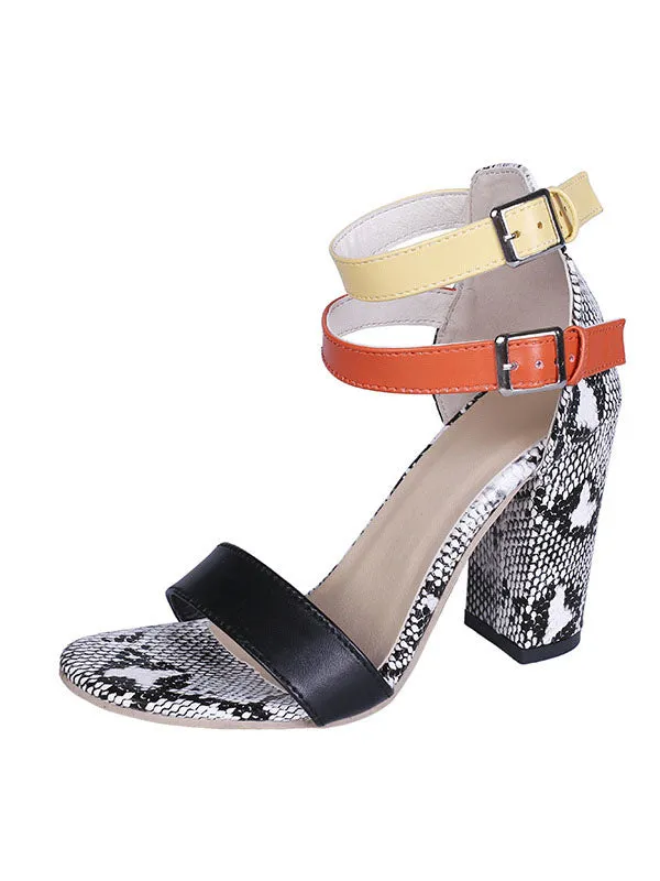 Summer Snakeskin Sandals Fashion Women's Shoes Large Size