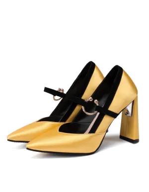 Super High Heels Pointed Toe Chunky Heel Chunky Pumps Shoes Woman