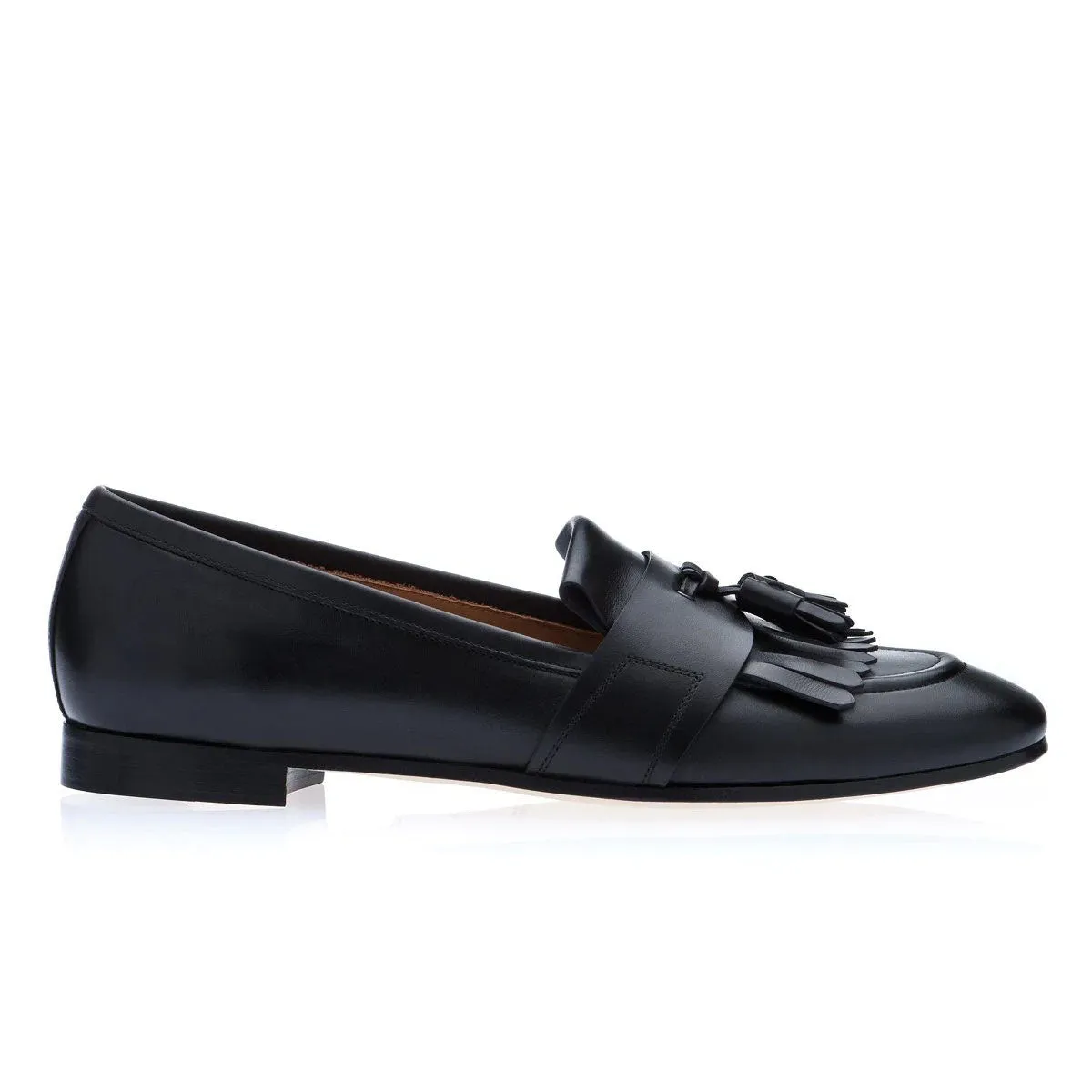 SUPERGLAMOUROUS Romeo Toledo Men's Shoes Black Calf-Skin Leather Tassels Loafers (SPGM1051)