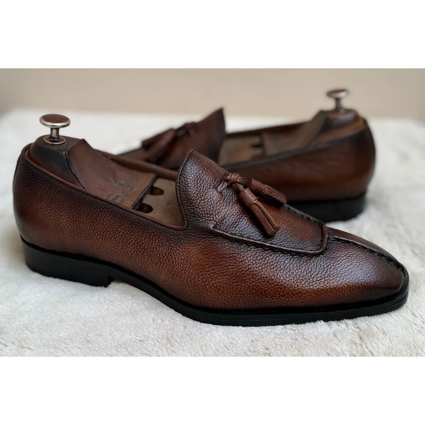 Tan Soft Mild Loafers With Tassels