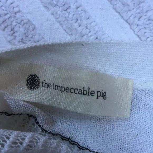 The Impeccable Pig Womens Open Cardigan Sweater Medium White Striped Lightweight
