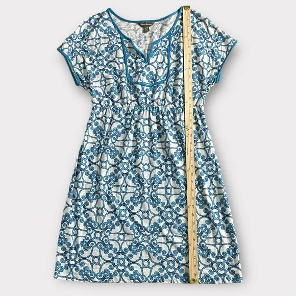 Tommy Bahama Short Sleeve Sheath Dress Medium Geometric Print Stretch Waistband