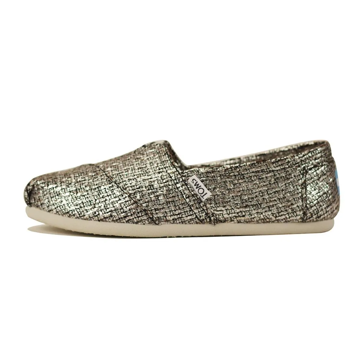 Toms Classic Silver Glitter Wool Flat Silver
