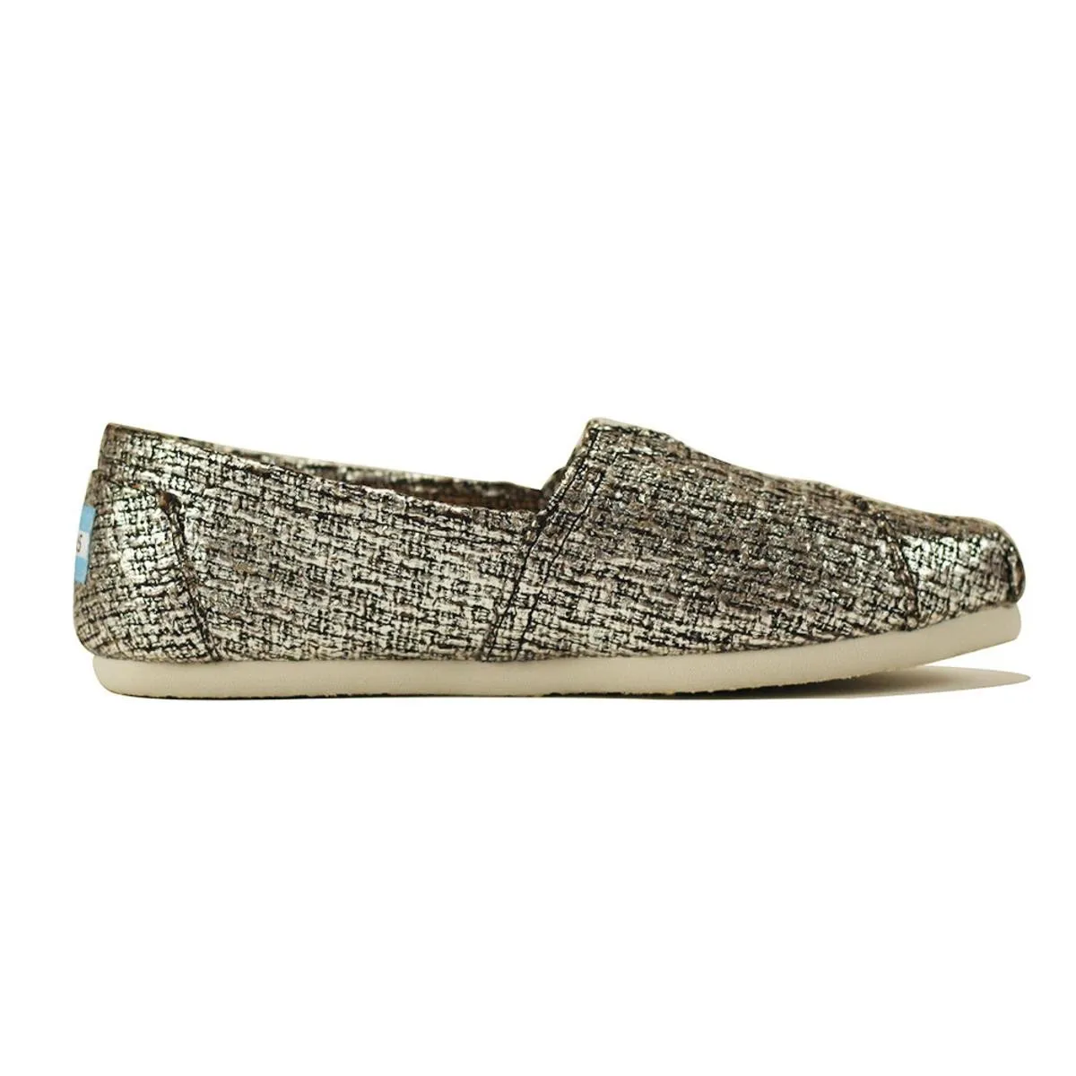 Toms Classic Silver Glitter Wool Flat Silver