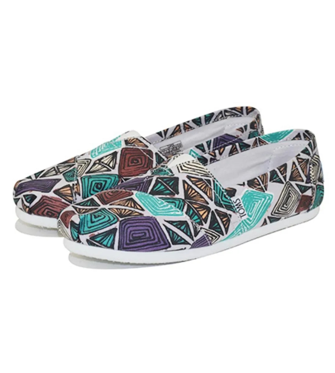 Toms Classic White Multi Canvas Printed Abstract White