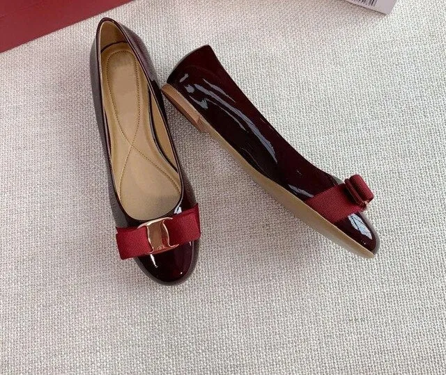Top Quality Handmade Women's Shoes 100% Real Leather Heels Shoes Women Hot Selling Classic Brand Flats Shoes Bow Shoes Size34-42