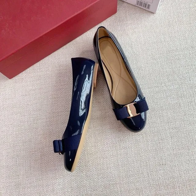 Top Quality Handmade Women's Shoes 100% Real Leather Heels Shoes Women Hot Selling Classic Brand Flats Shoes Bow Shoes Size34-42