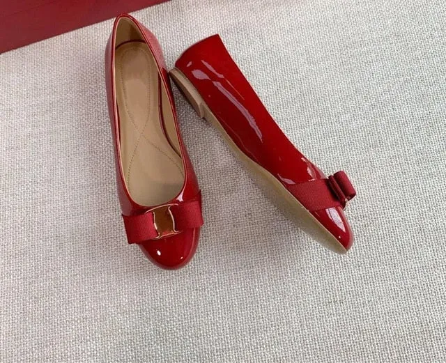 Top Quality Handmade Women's Shoes 100% Real Leather Heels Shoes Women Hot Selling Classic Brand Flats Shoes Bow Shoes Size34-42