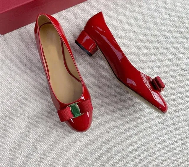 Top Quality Handmade Women's Shoes 100% Real Leather Heels Shoes Women Hot Selling Classic Brand Flats Shoes Bow Shoes Size34-42