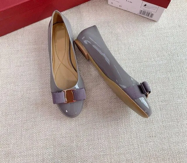 Top Quality Handmade Women's Shoes 100% Real Leather Heels Shoes Women Hot Selling Classic Brand Flats Shoes Bow Shoes Size34-42