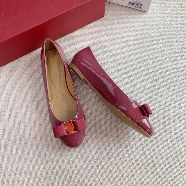 Top Quality Handmade Women's Shoes 100% Real Leather Heels Shoes Women Hot Selling Classic Brand Flats Shoes Bow Shoes Size34-42